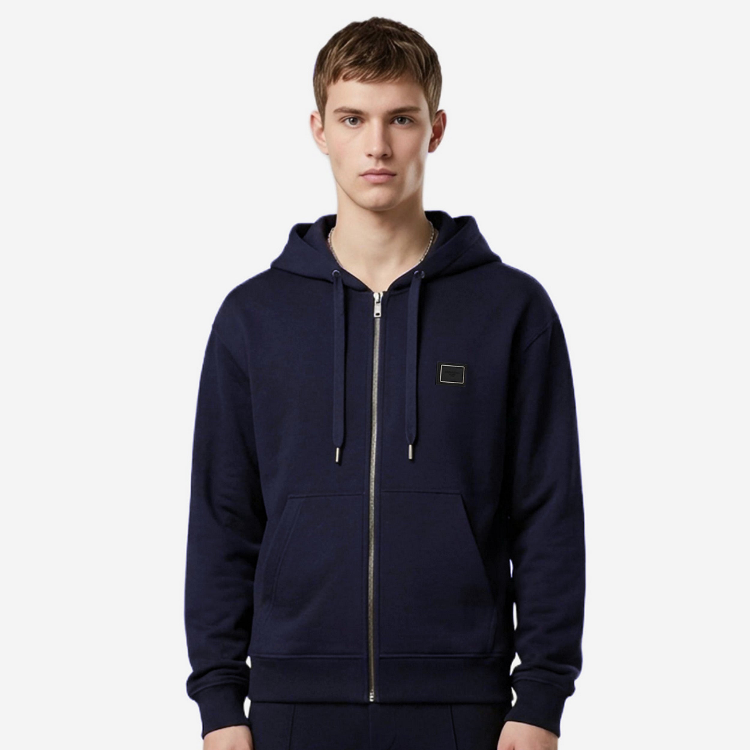 Dolce & Gabbana New Plate Cotton Hooded Zip Sweatshirt