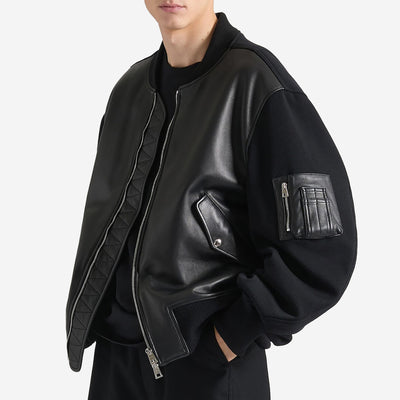 Givenchy Leather And Wool Cocoon Bomber Jacket