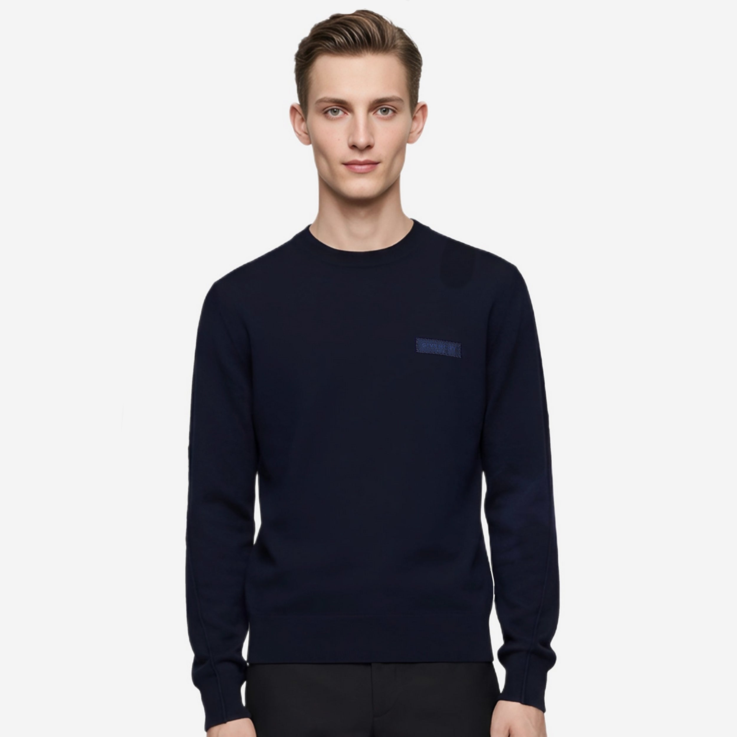 Givenchy Night Blue Merino Wool Crewneck Knitwear