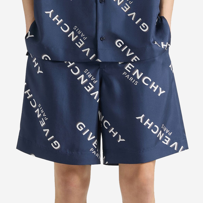 Givenchy Silk Twill Shadow Print Bermuda Shorts