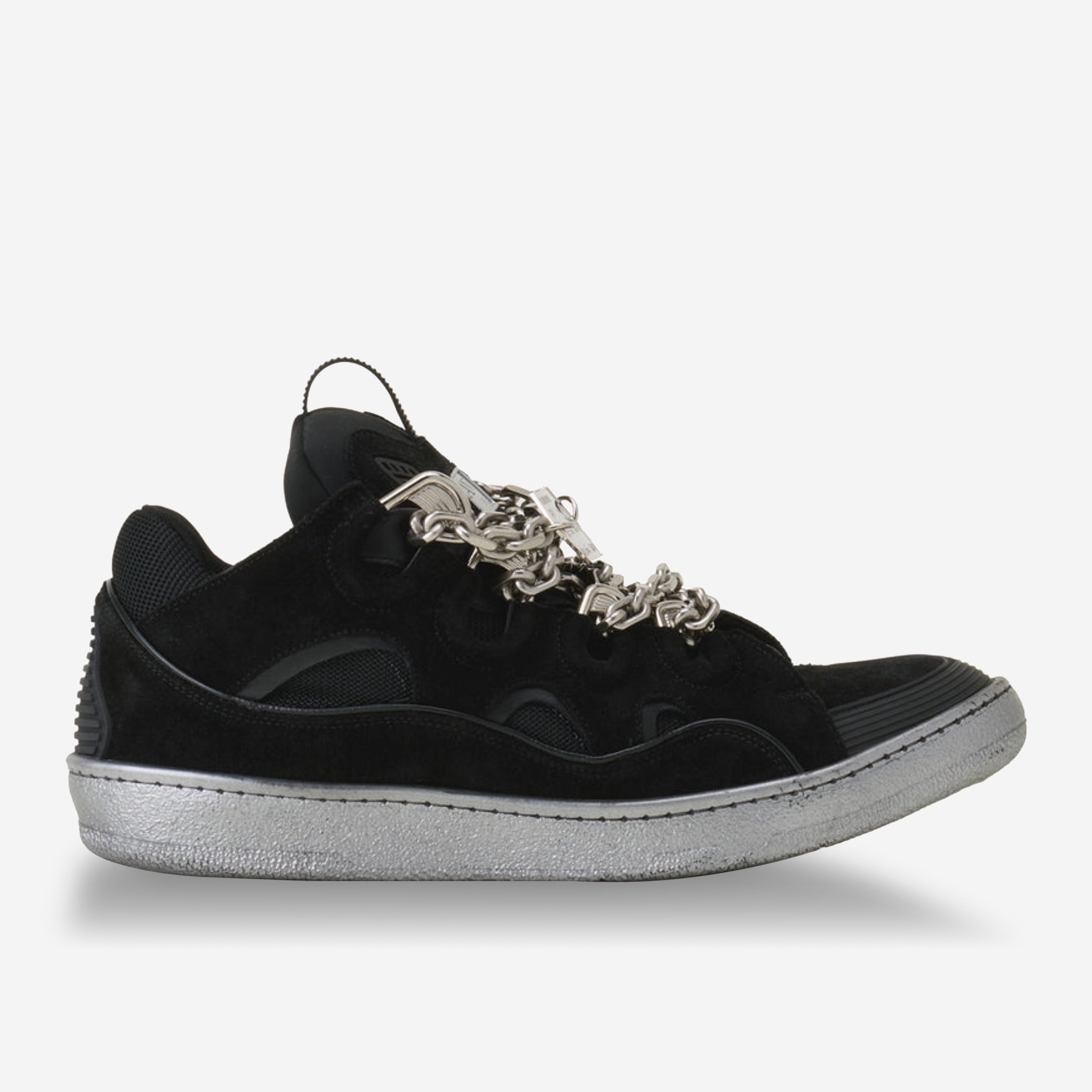 Lanvin ID Chain In Suede Curb Sneakers