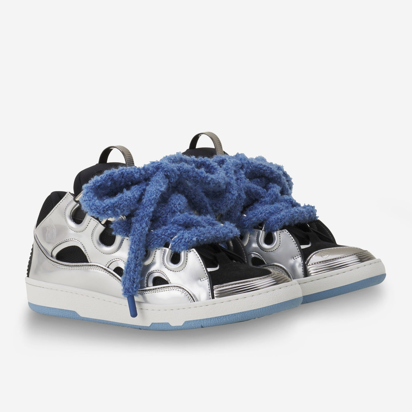Lanvin Curb Metaliiic Leather Sneakers