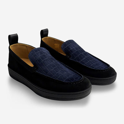 Lanvin Cruiser Croc Suede Moccasins