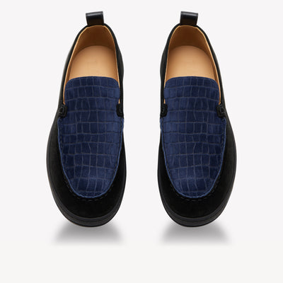 Lanvin Cruiser Croc Suede Moccasins