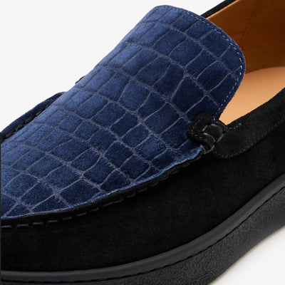 Lanvin Cruiser Croc Suede Moccasins