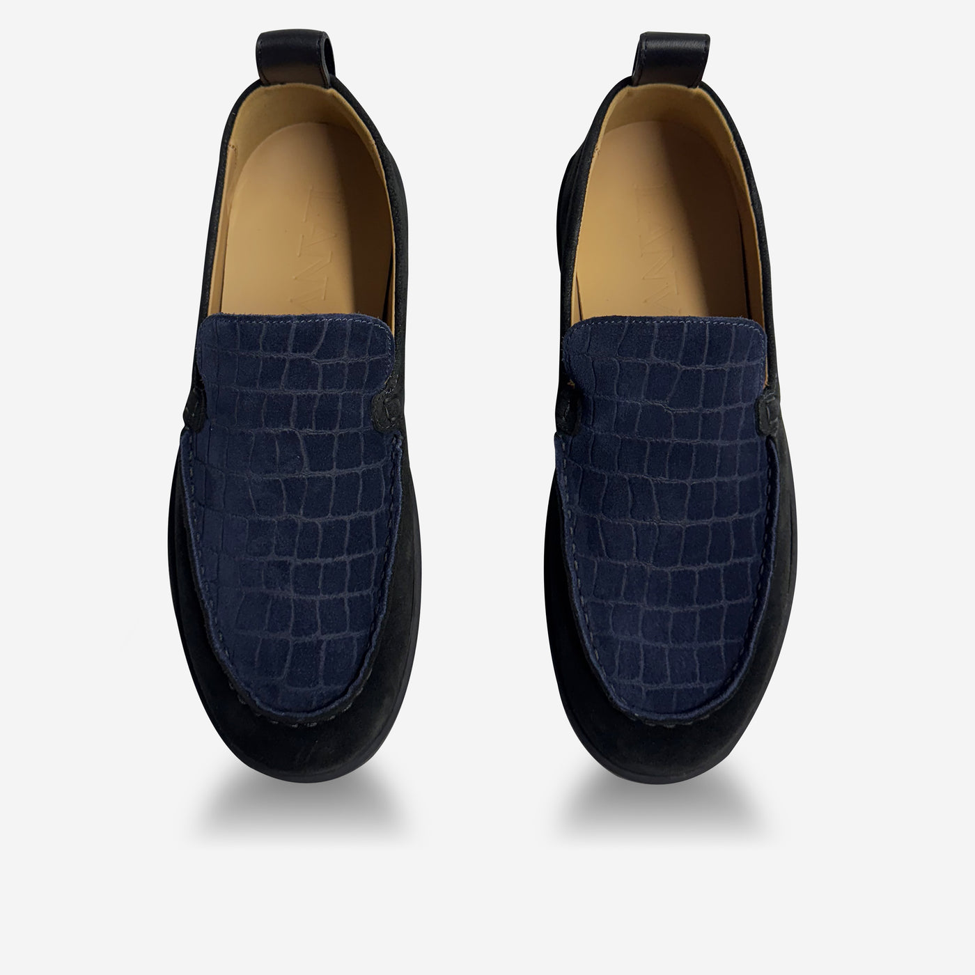 Lanvin Cruiser Croc Suede Moccasins