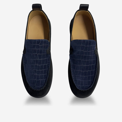 Lanvin Cruiser Croc Suede Moccasins