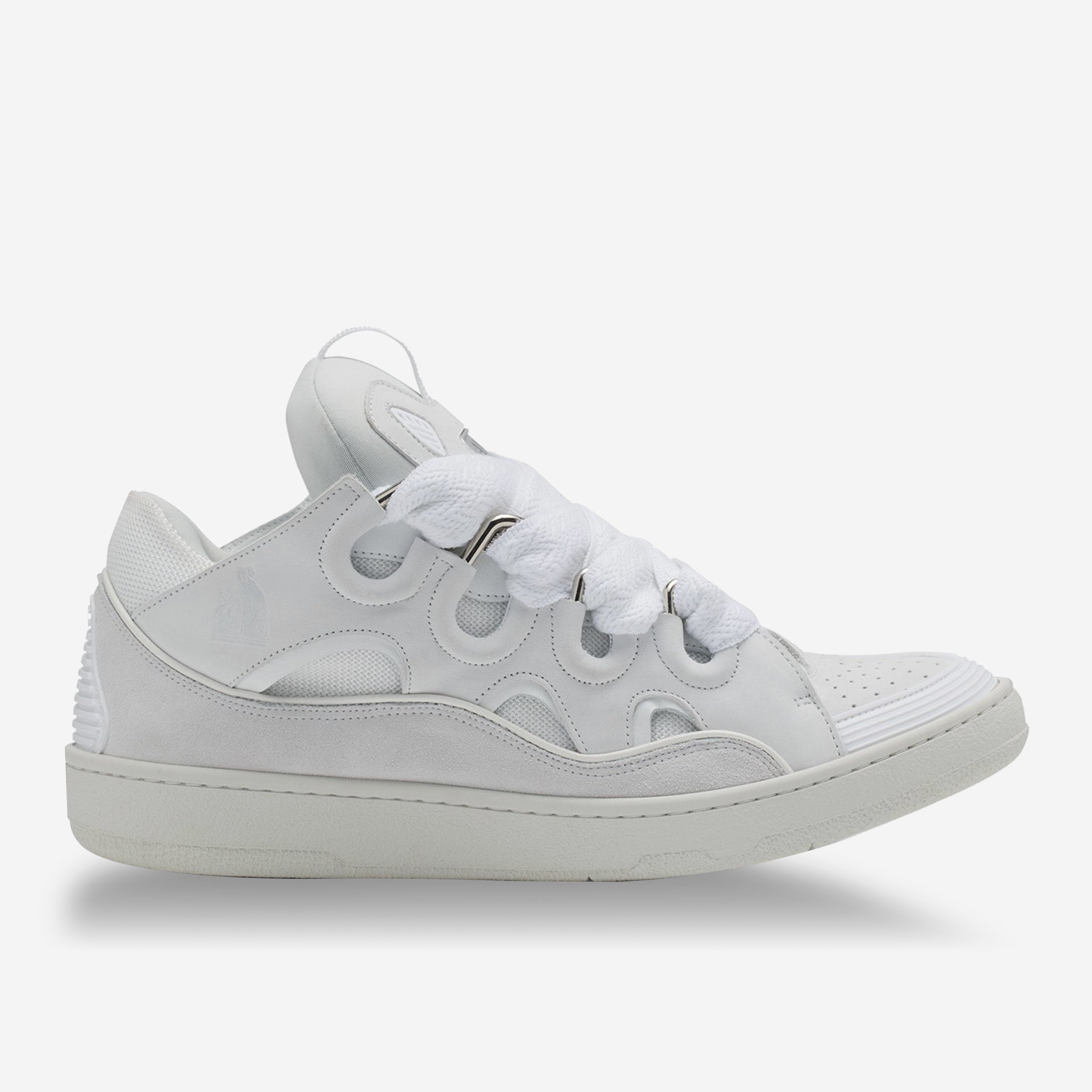 Lanvin White Leather Curb Sneakers