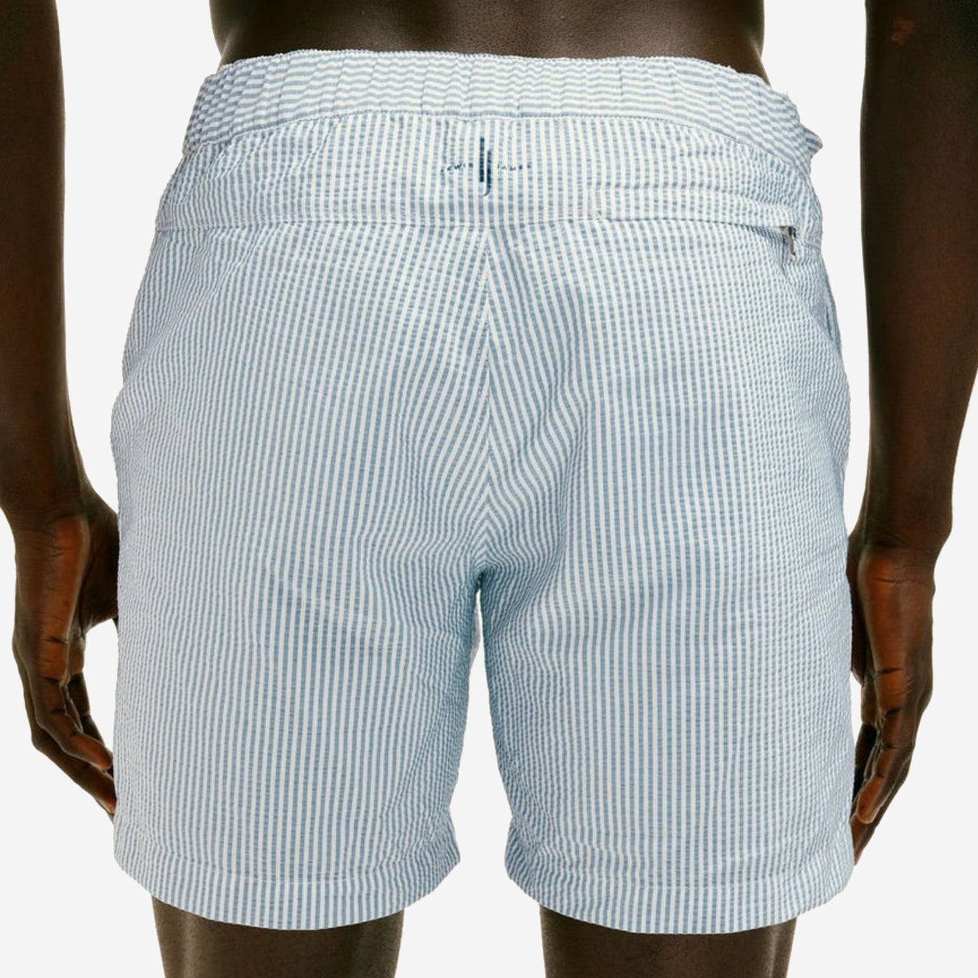 Lewis James Seersucker Striped Half Elasticated Swimshorts