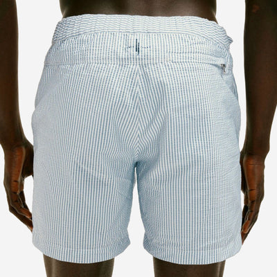 Lewis James Seersucker Striped Half Elasticated Swimshorts
