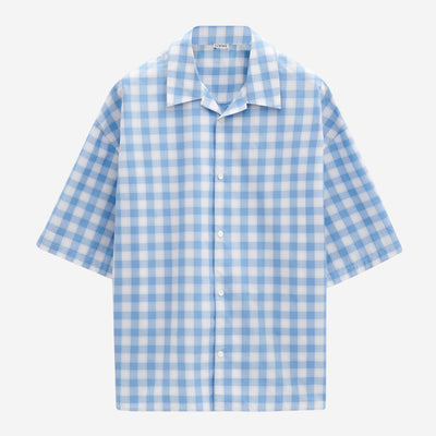 LOEWE Cotton Quilted Check Hooded Shirt - Red/White | Garmentory
