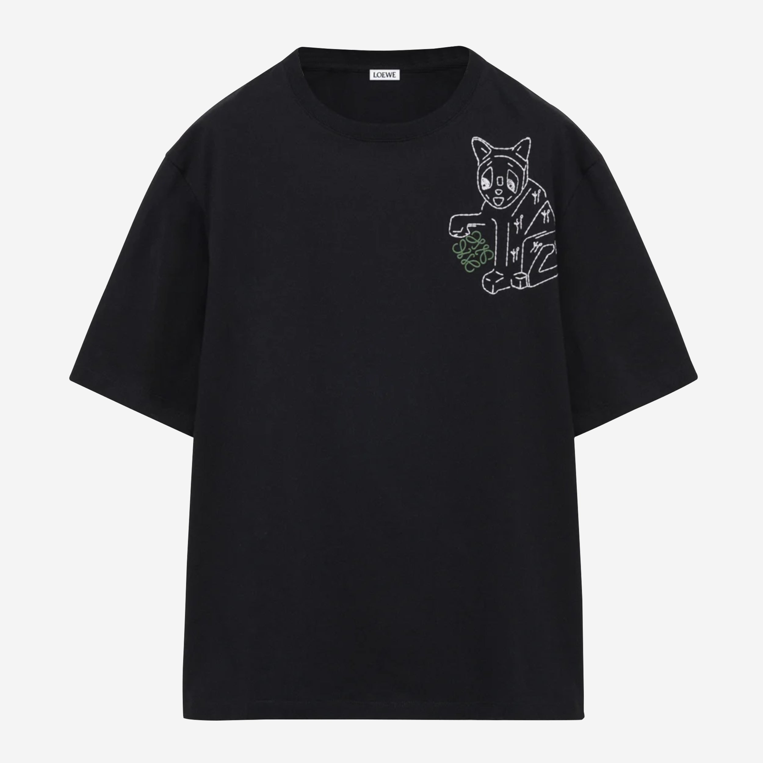 Loewe Anagram Lucky Cat Embroidery T-Shirt