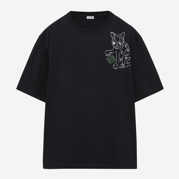 Loewe Anagram Lucky Cat Embroidery T-Shirt – ZAP