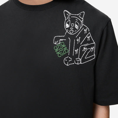 Loewe Anagram Lucky Cat Embroidery T-Shirt