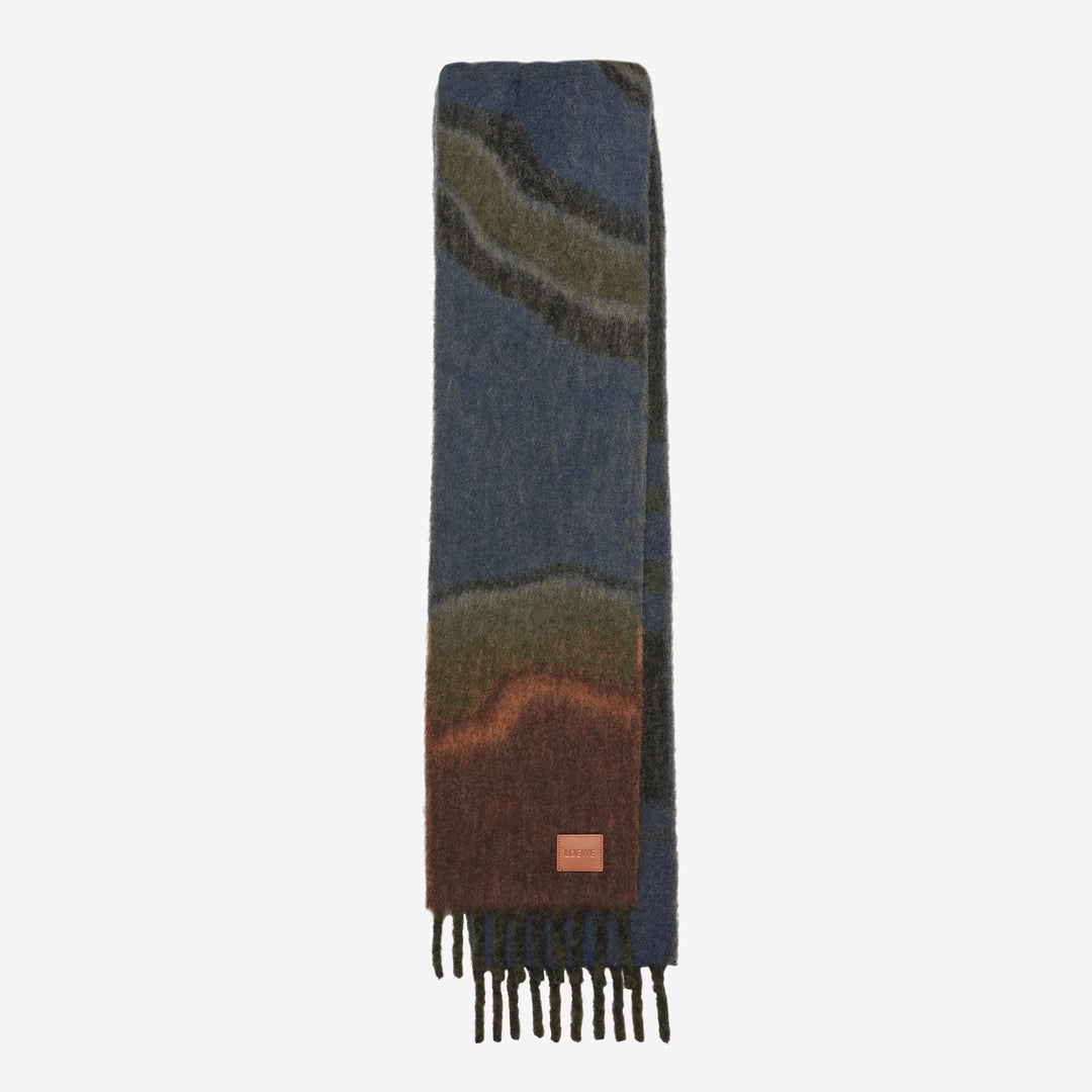 LOEWE｜ (Scarf in alpaca and wool blend (F655SS1X02 1489 Scarf in mohair and wool Black - LOEWE