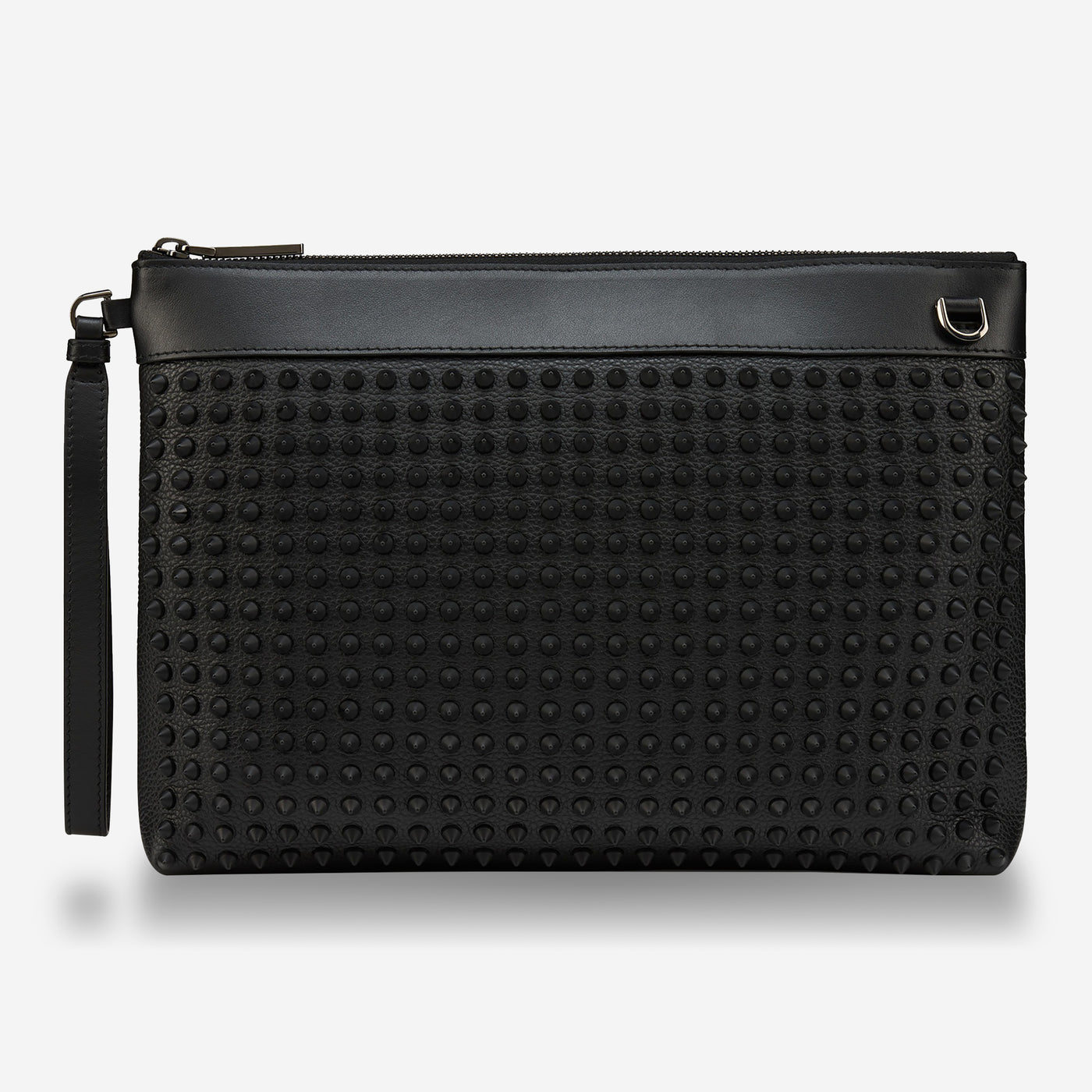 Christian Louboutin Funky Grained Calf Leather And Spikes Pouch
