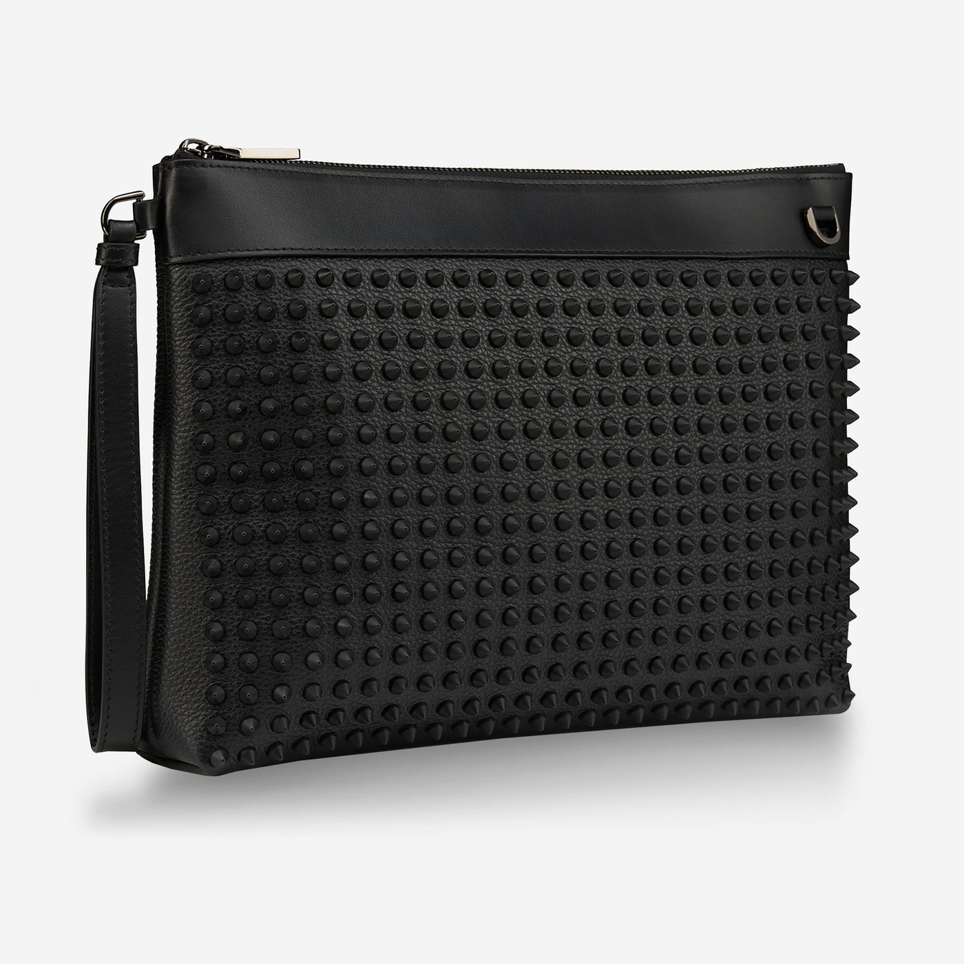 Christian Louboutin Funky Grained Calf Leather And Spikes Pouch
