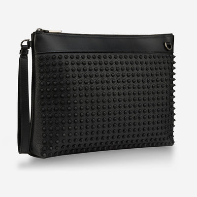 Christian Louboutin Funky Grained Calf Leather And Spikes Pouch