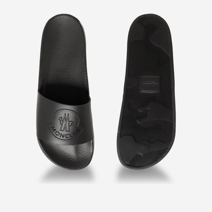 【MONCLER】 Basile rubber slide Black Basile Rubber Slides - Sandals & Sliders for Men
