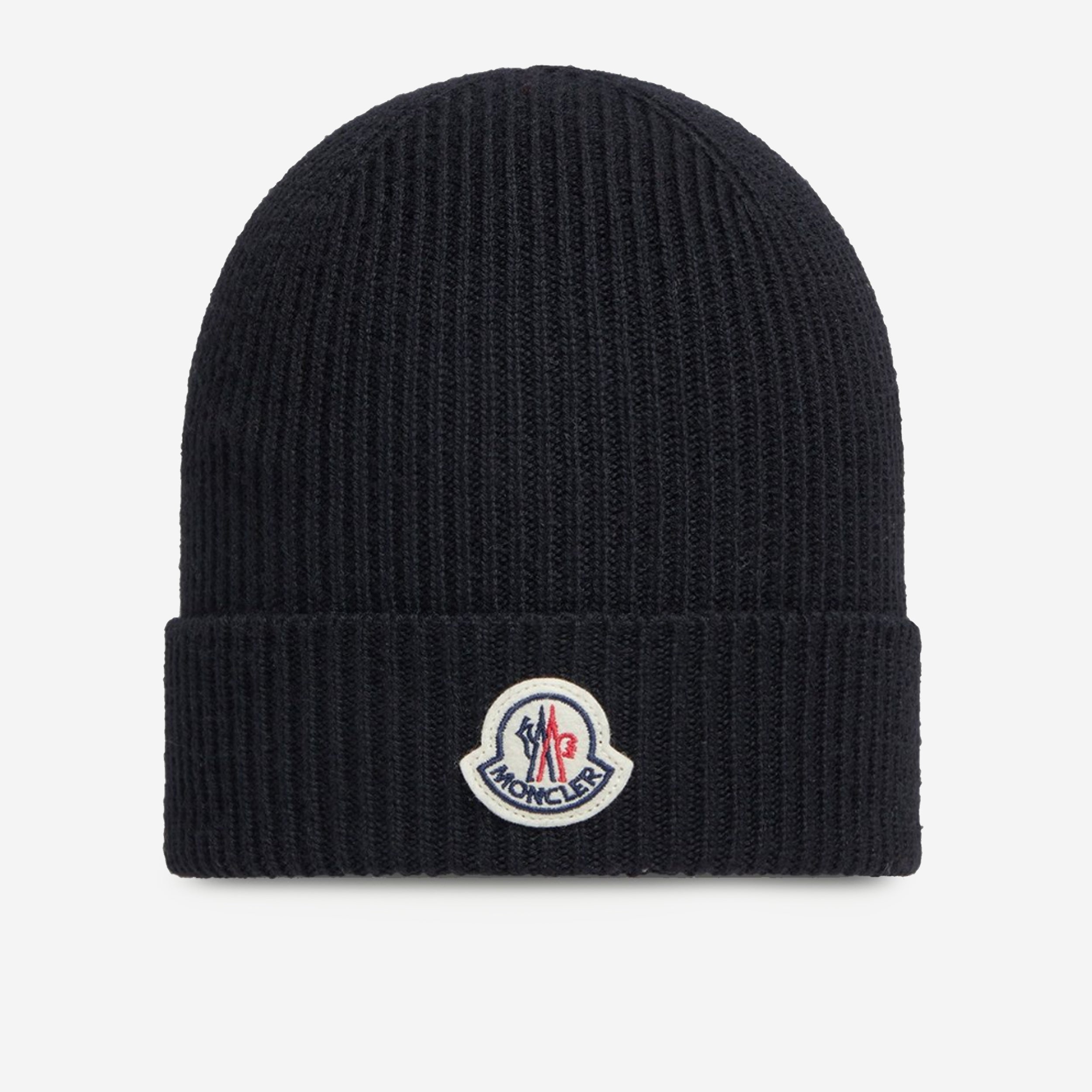 Moncler Classic Badge Wool Beanie