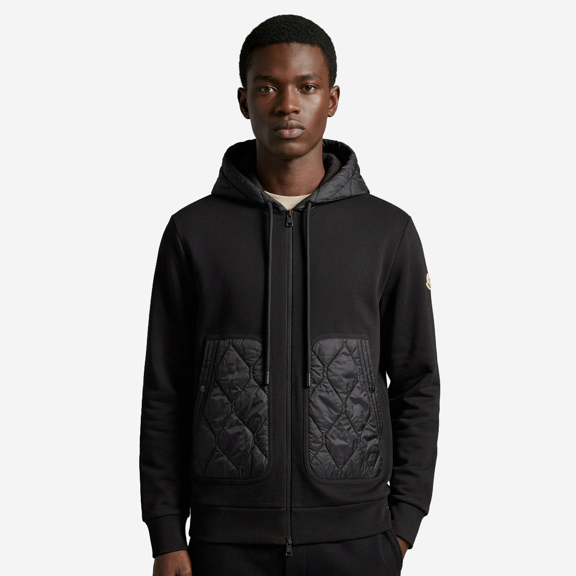 Moncler Diamond Quilted Cotton Blend Zip-Up Hoodie