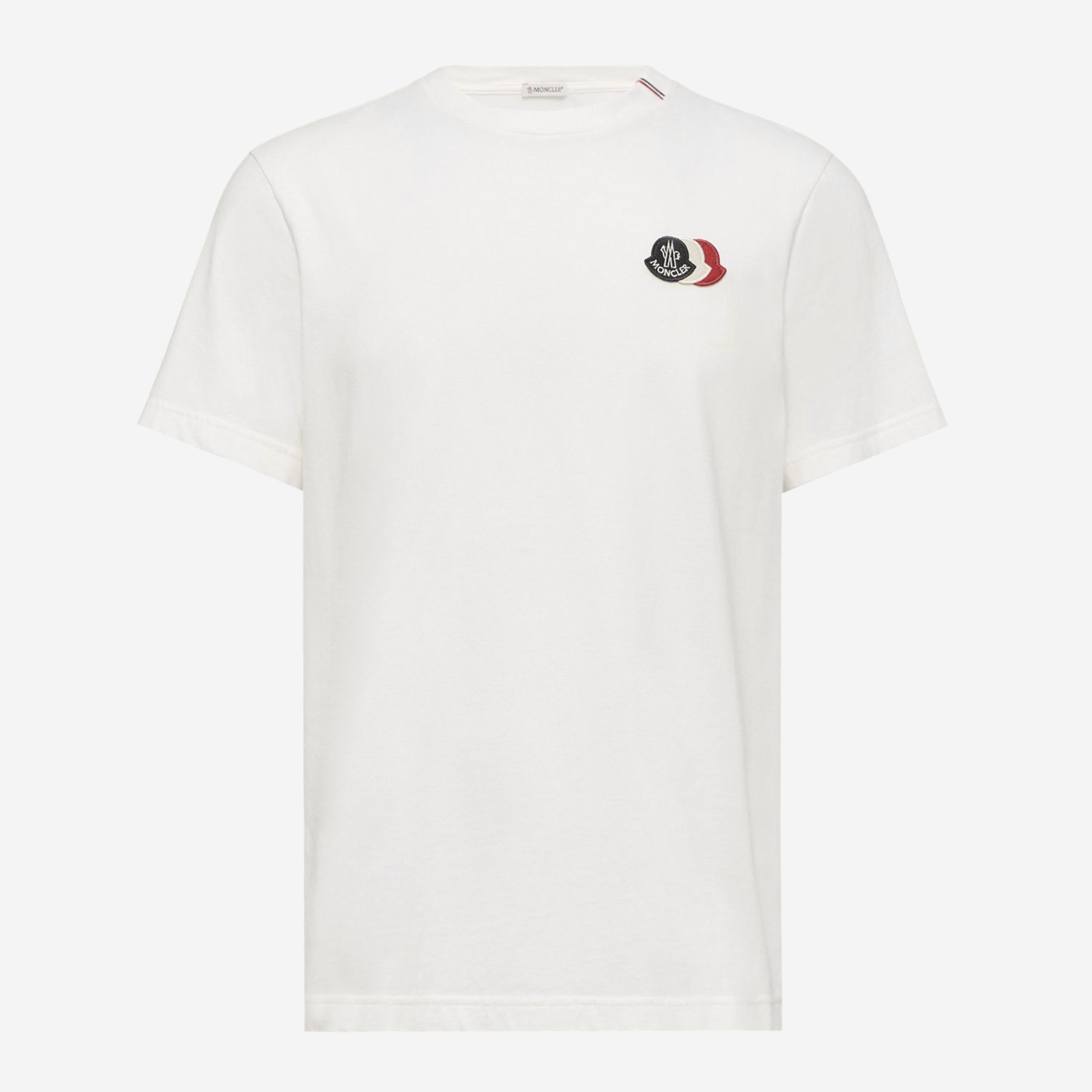 Moncler Embroidered Tricolor Logo Cotton T-Shirt
