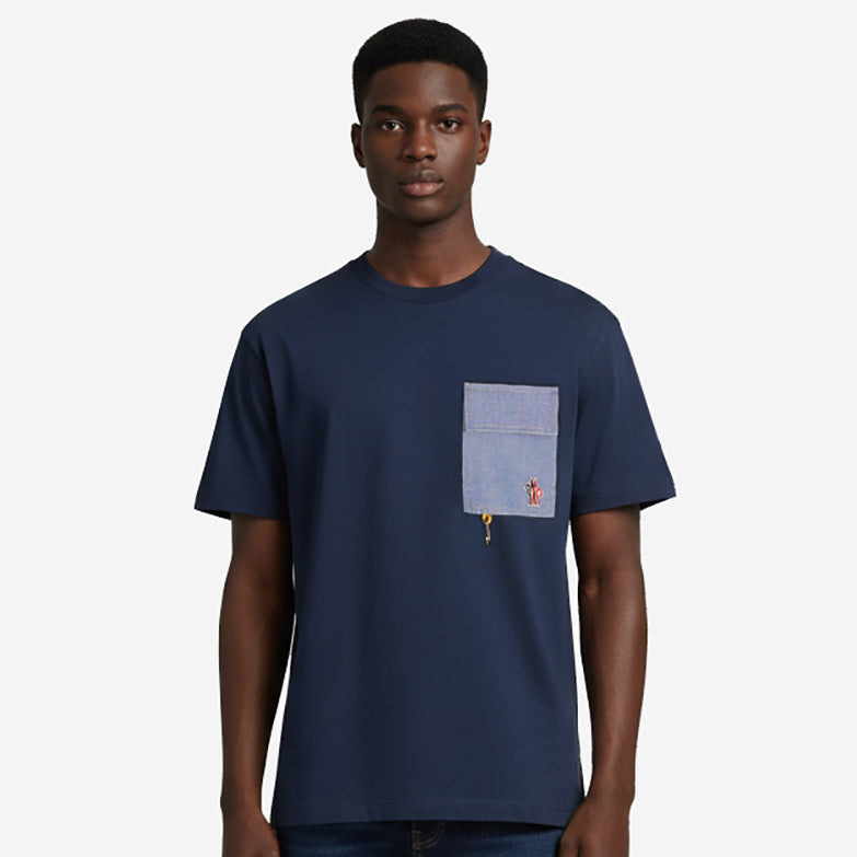 Moncler Grenoble Cotton Blend Denim Pocket T-Shirt