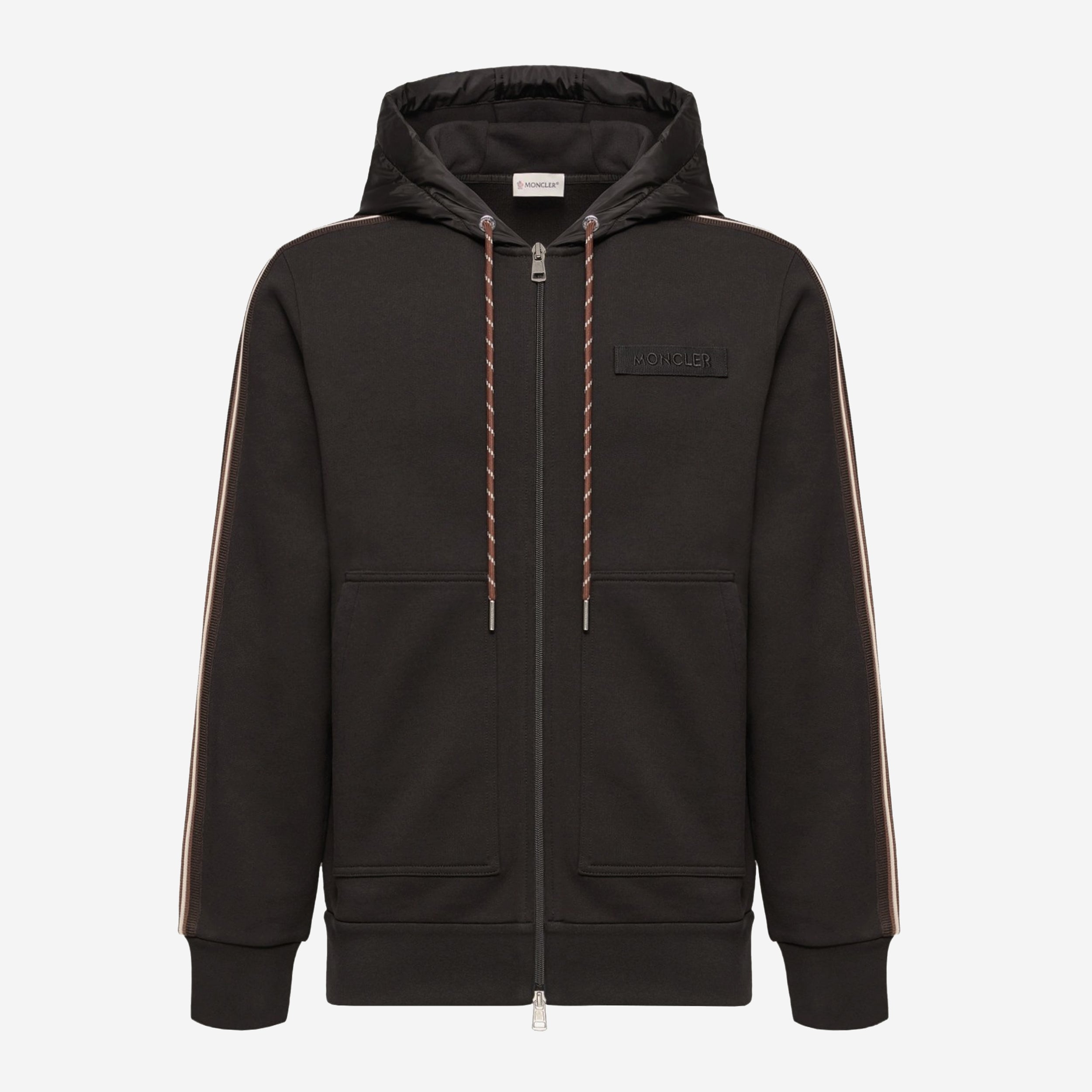 Moncler Web Stripe Sleeve Zip-Up Hoodie