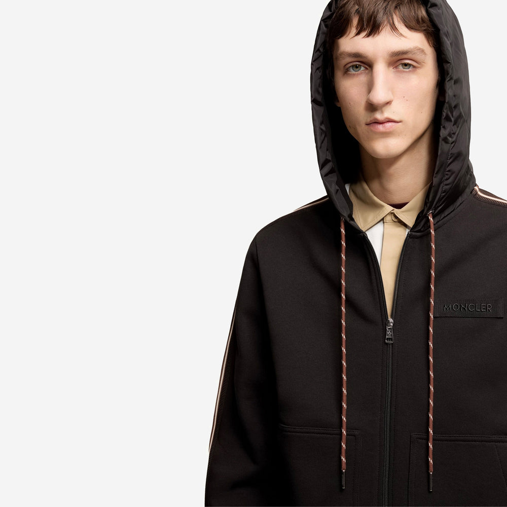 Moncler Web Stripe Sleeve Zip-Up Hoodie – ZAP