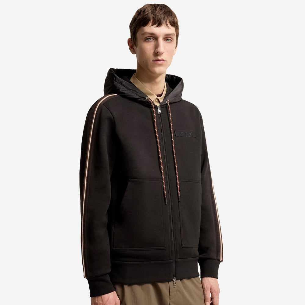 Moncler Web Stripe Sleeve Zip-Up Hoodie – ZAP