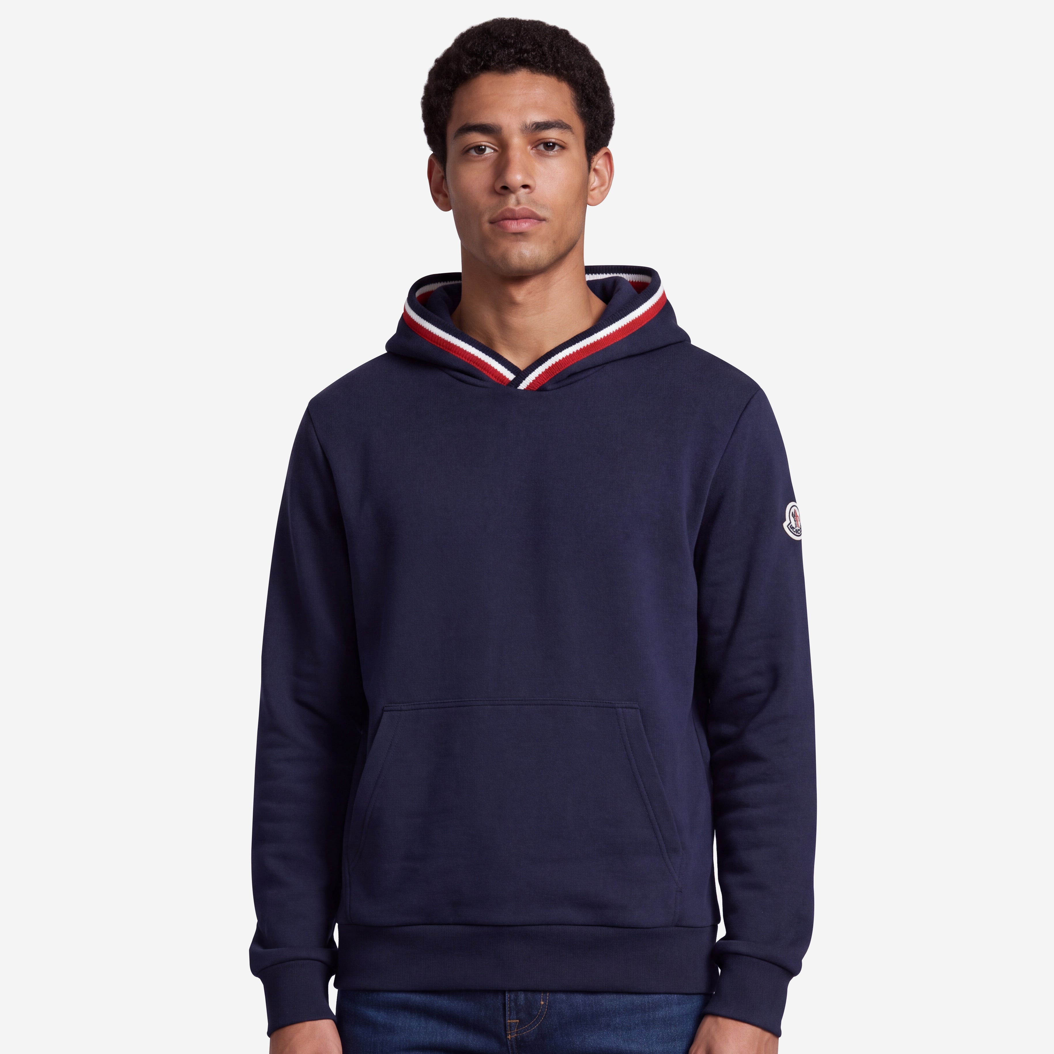Moncler Tricolour Trim Pull Over Hoodie