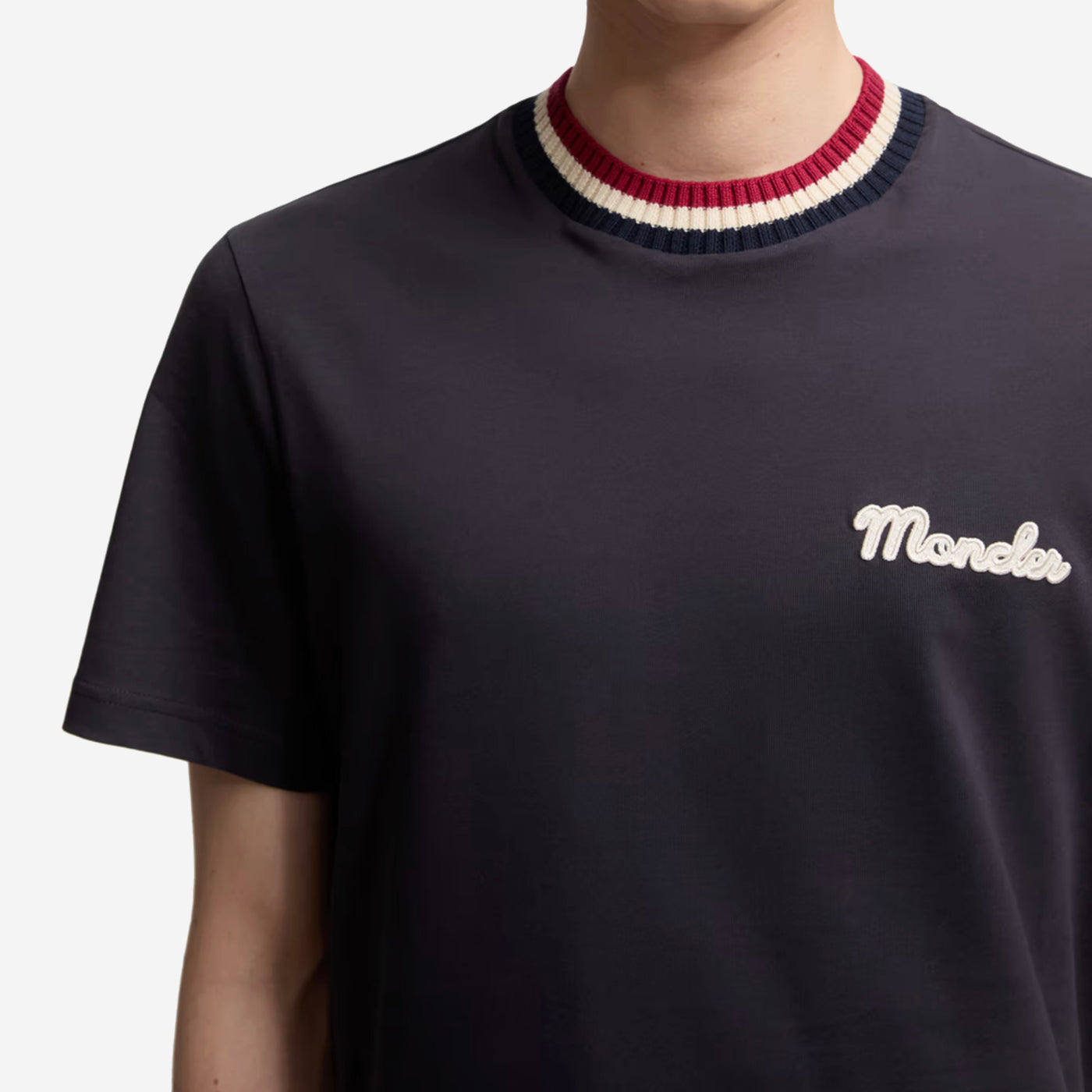 Moncler Striped Knit Trim T-Shirt