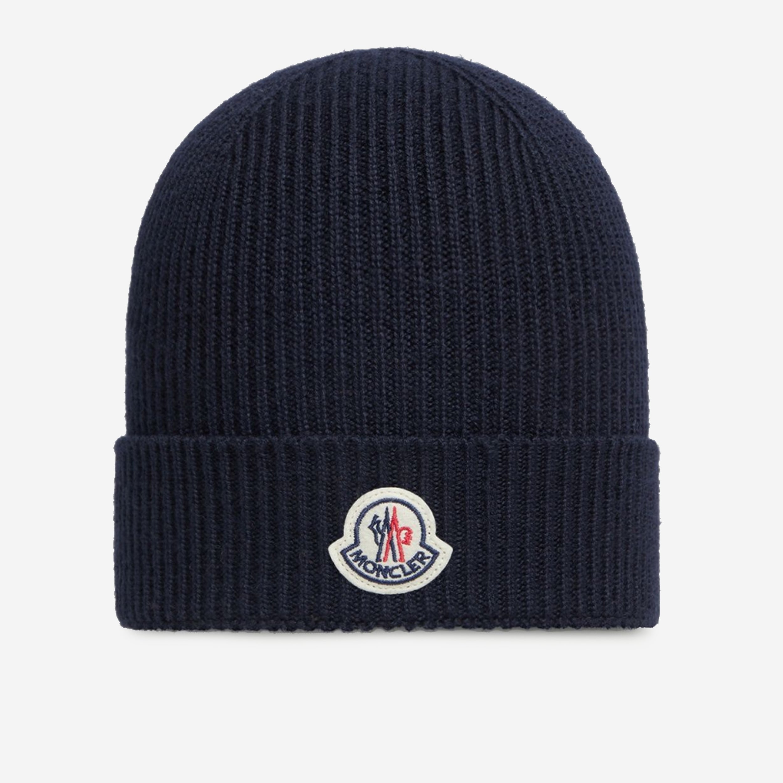 Moncler Classic Badge Wool Beanie