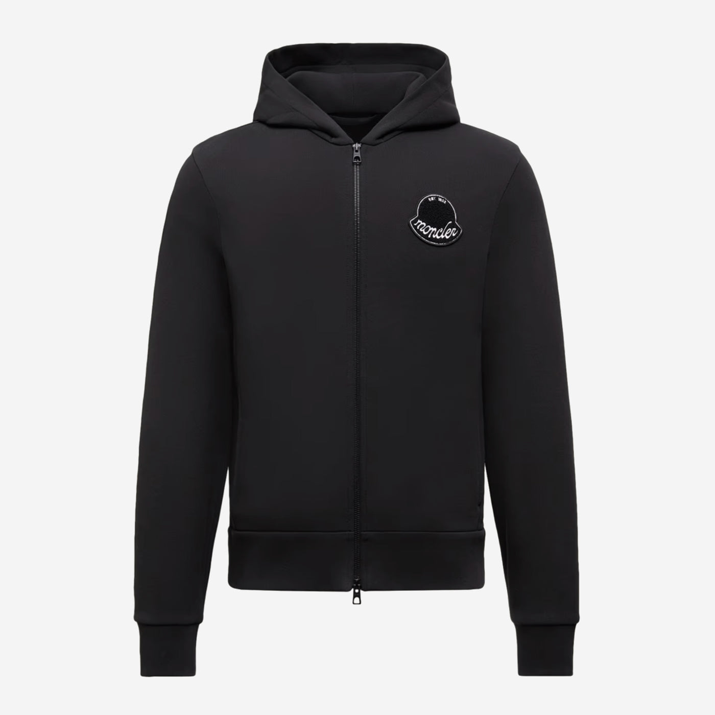 Moncler Textured Logo Patch Zip-Up Hoodie