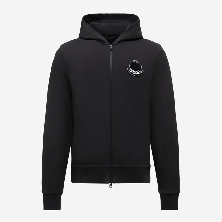 Moncler Textured Logo Patch Zip-Up Hoodie – ZAP