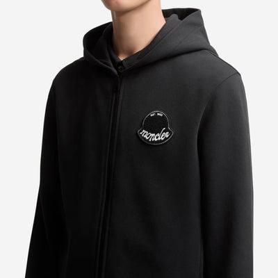 Moncler Textured Logo Patch Zip-Up Hoodie