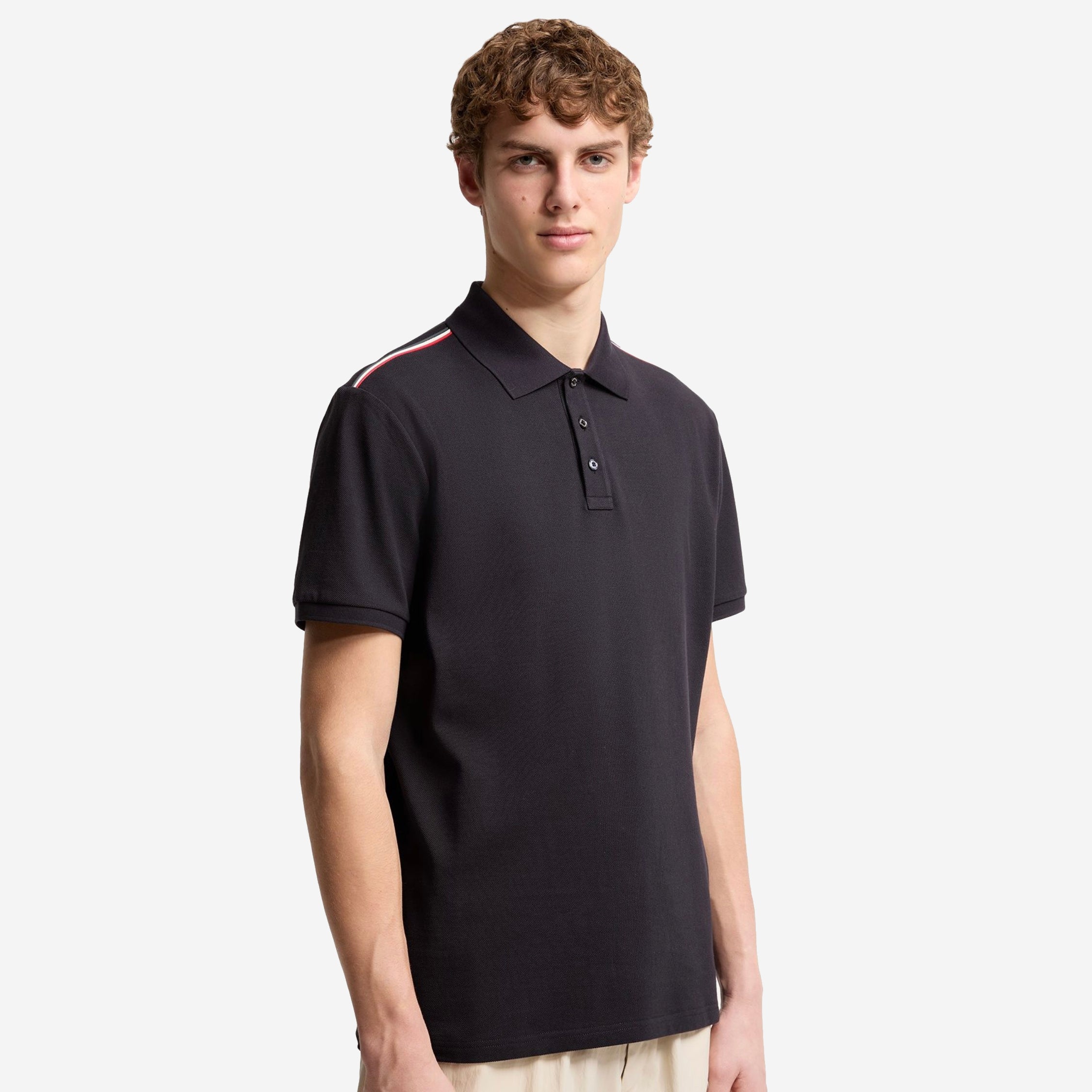 Moncler Tricolor-Trimmed Cotton Piquet Polo Shirt