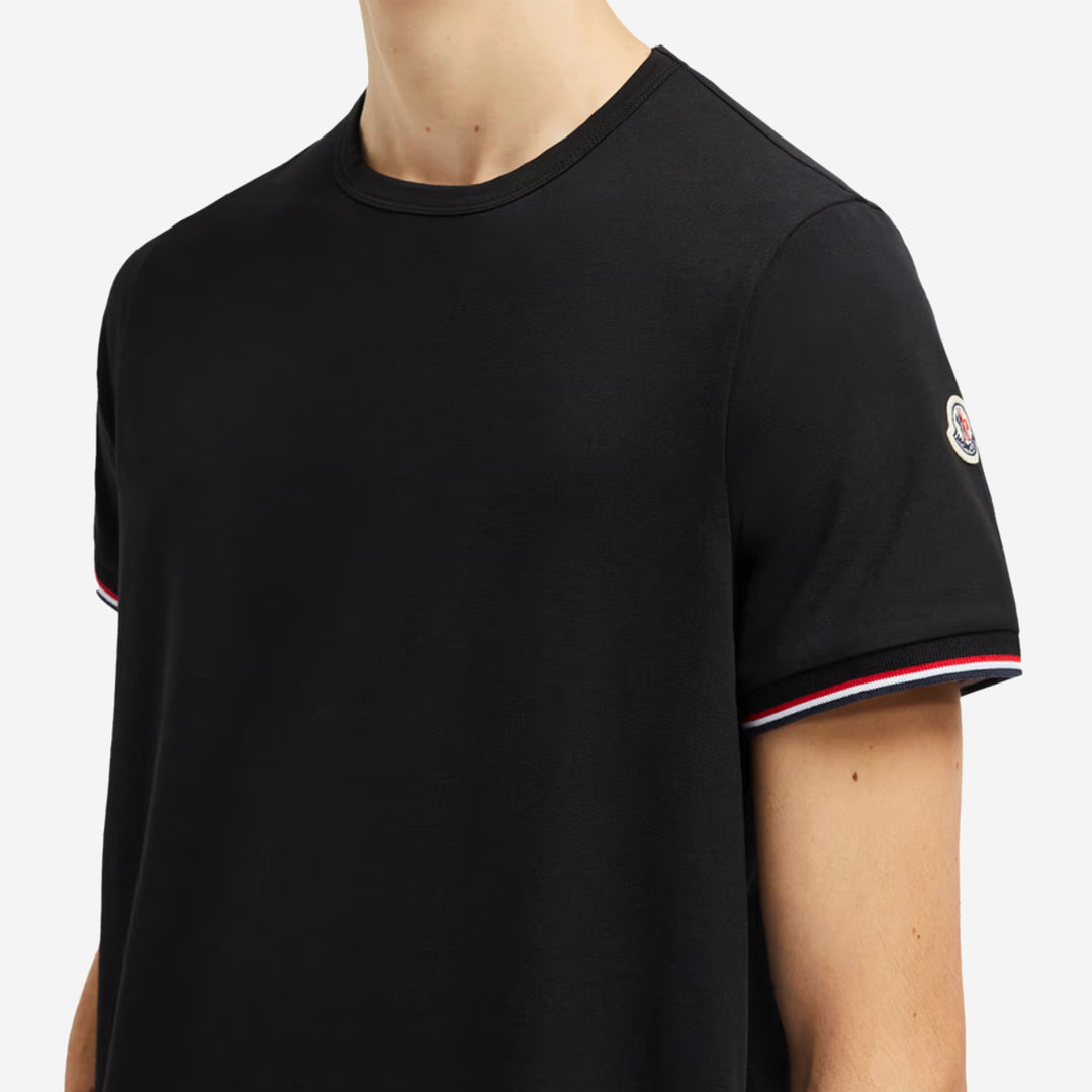 【MONCLER】T-SHIRT Moncler Tricolour Cotton T-shirt | Black | FARFETCH