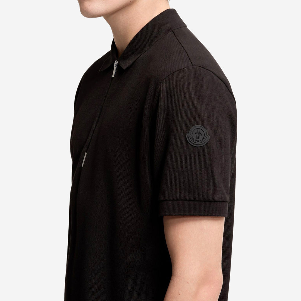 Moncler Logo Cotton Piquet Half-Zip Polo Shirt – ZAP