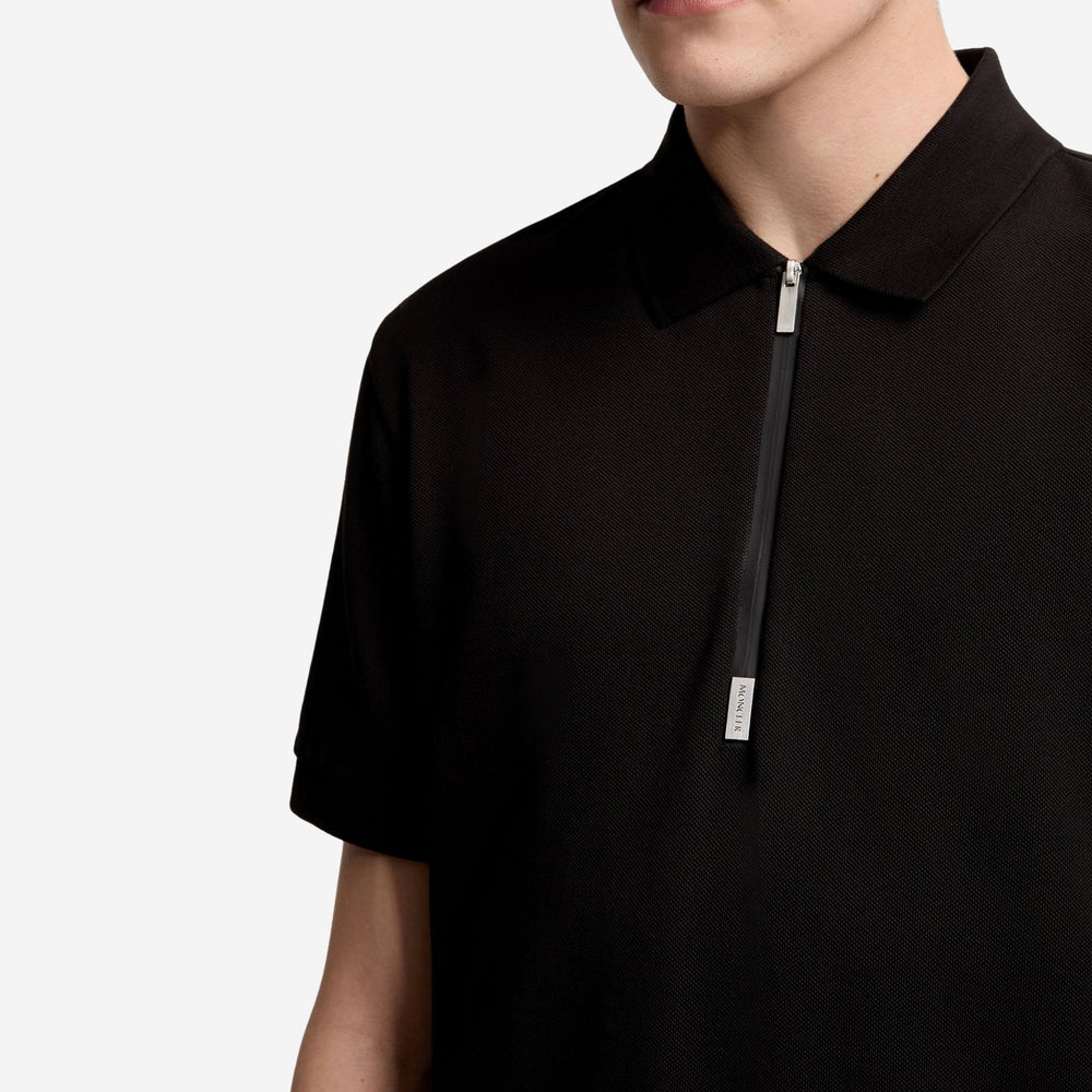 Moncler Logo Cotton Piquet Half-Zip Polo Shirt – ZAP