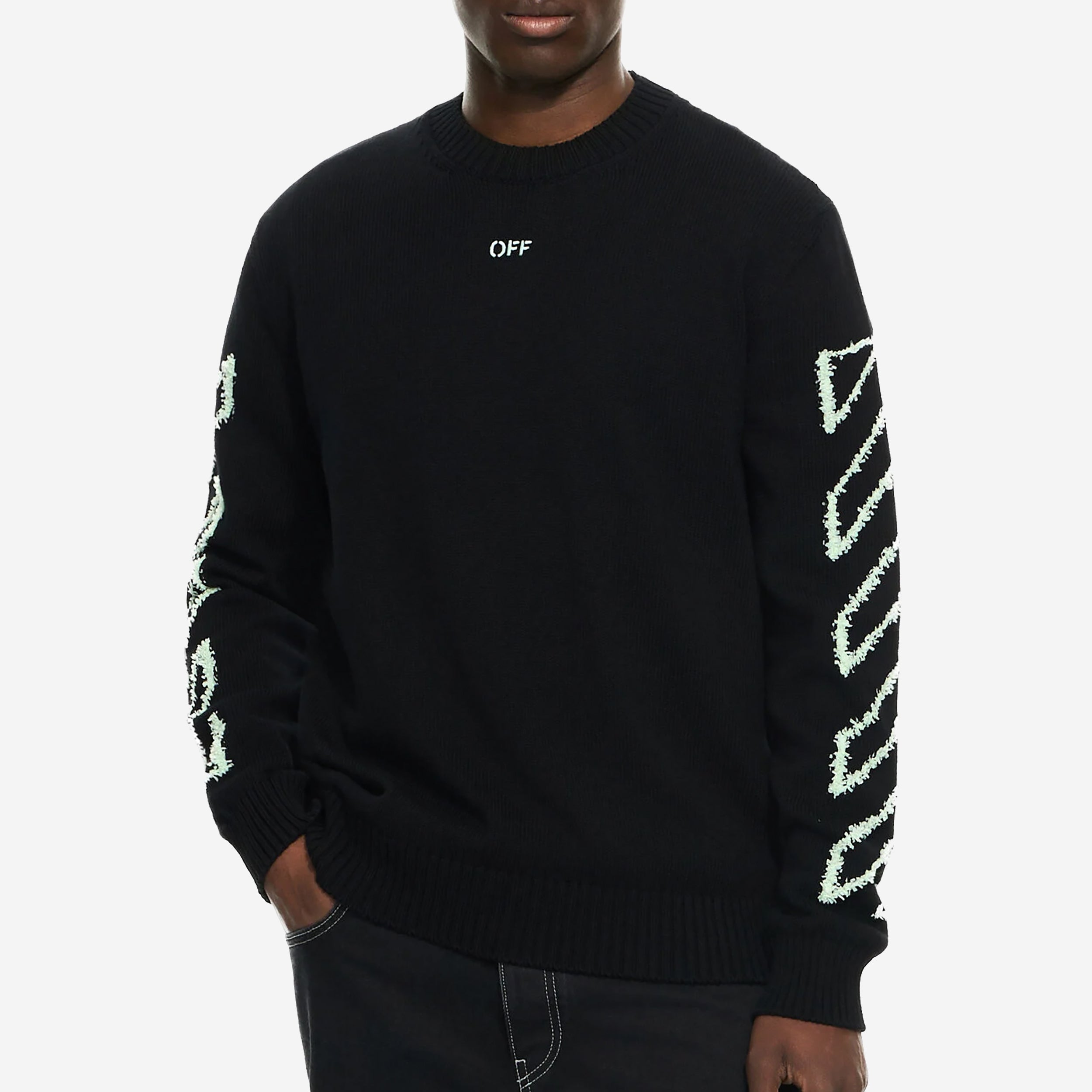 Off-White Diag Arr Fuzzy Crewneck Knitwear