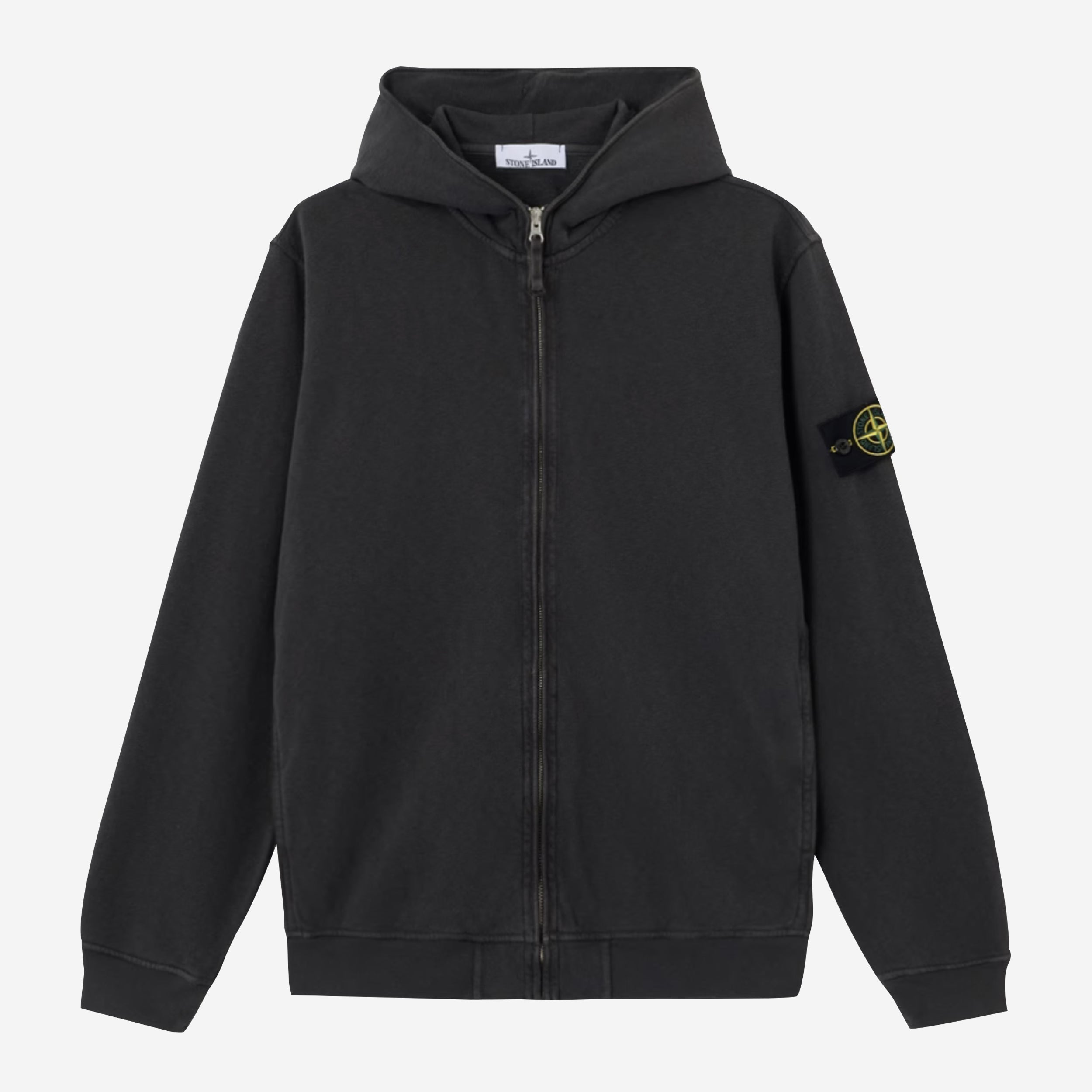 Stone Island 6100032 Malfile Fleece 'Old' Effect Zip Up Hoodie