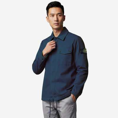 Stone Island 1200014 Organic Panama Cotton Zip-Up Overshirt Jacket