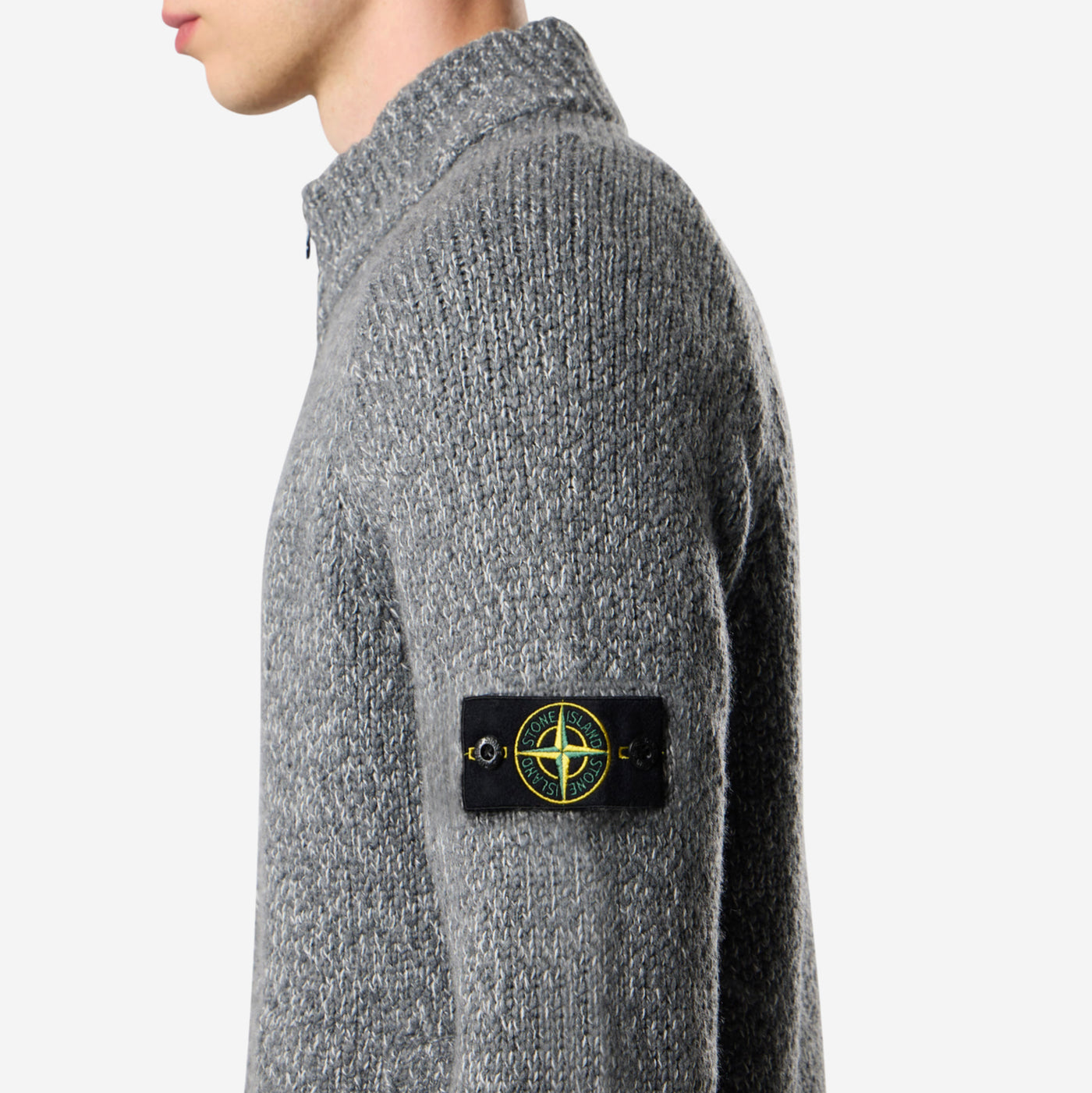 Stone Island Fancy Yarn Mouliné Wool Cardigan Knitwear