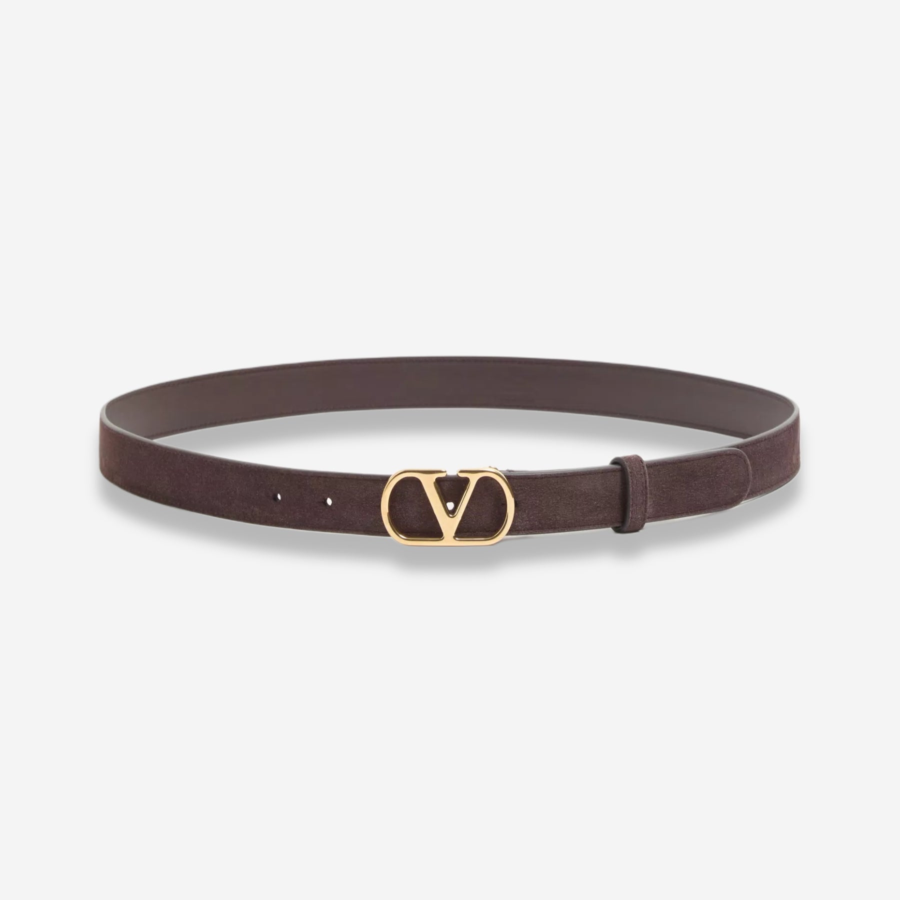 Valentino Garavani VLogo Signature Suede/Antique Gold Logo Belt