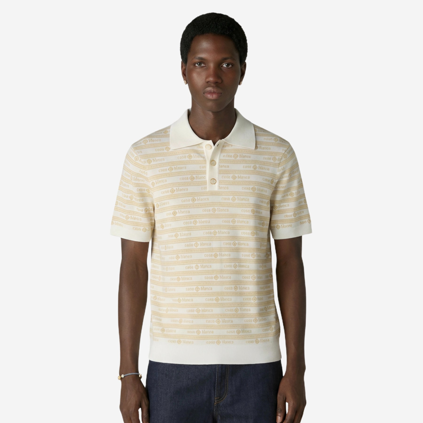 Casablanca Wordmark Logo Knit Polo
