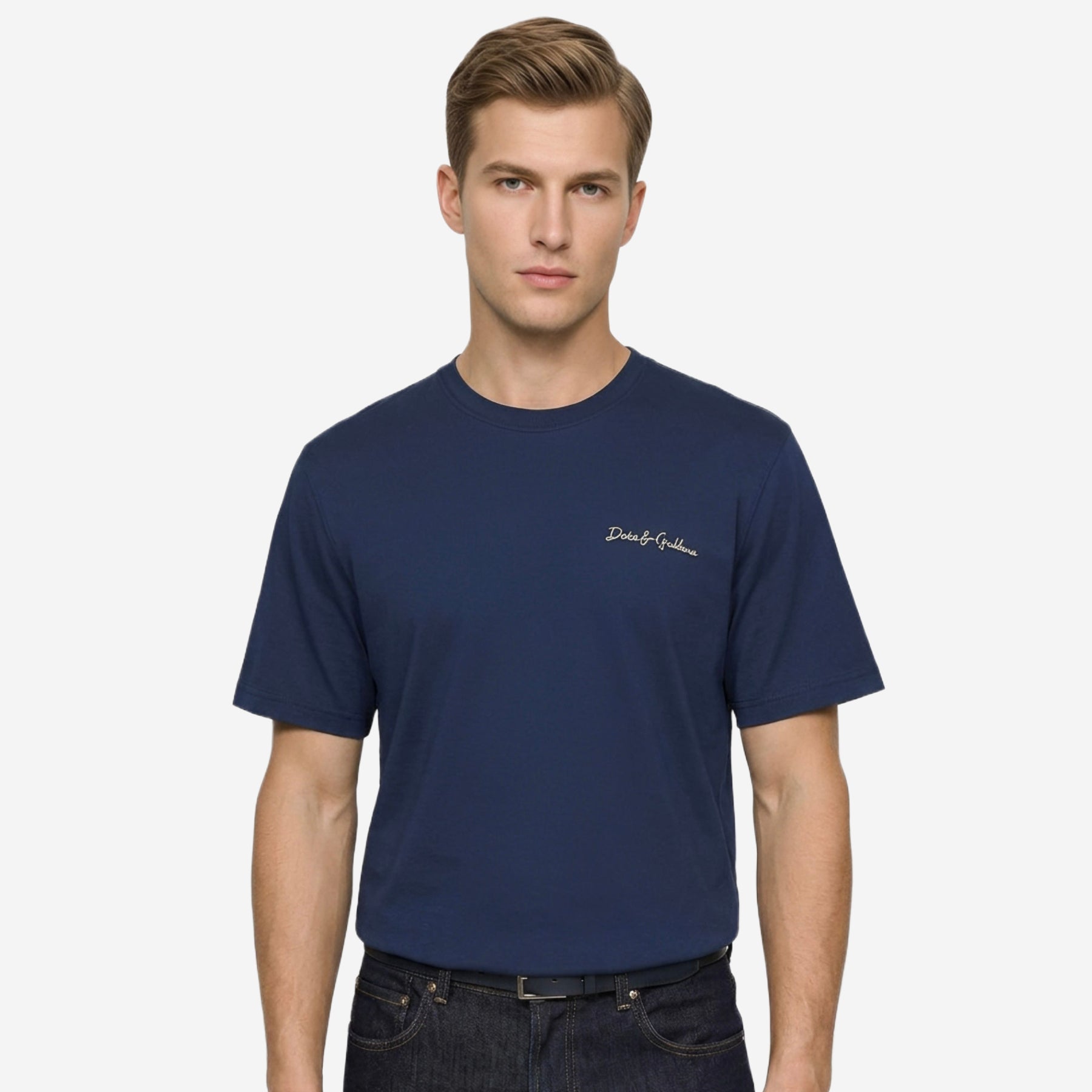 Dolce& Gabbana White Embroidered Logo T-Shirt