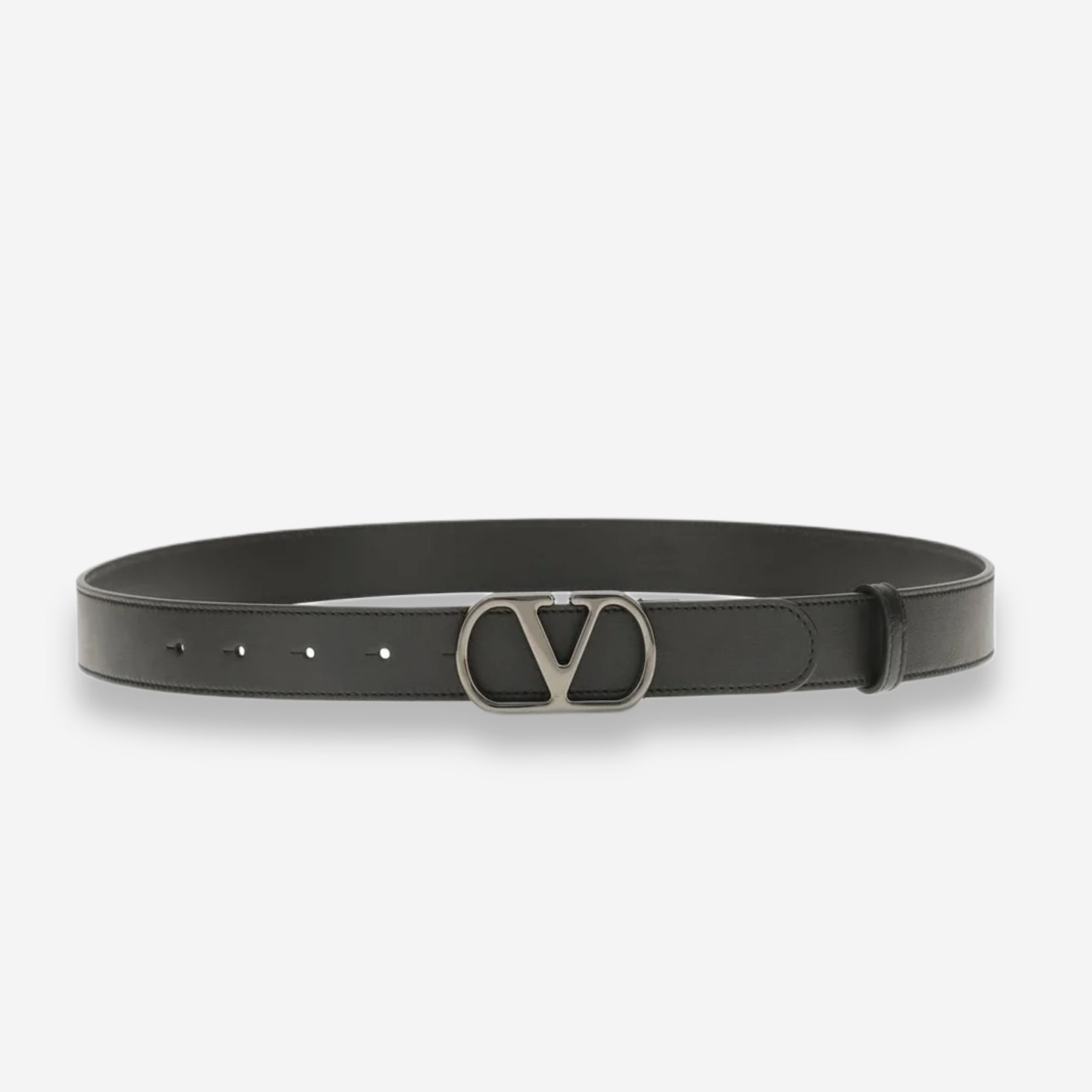 Valentino Garavani Vlogo Signature Ruthenium Logo Belt
