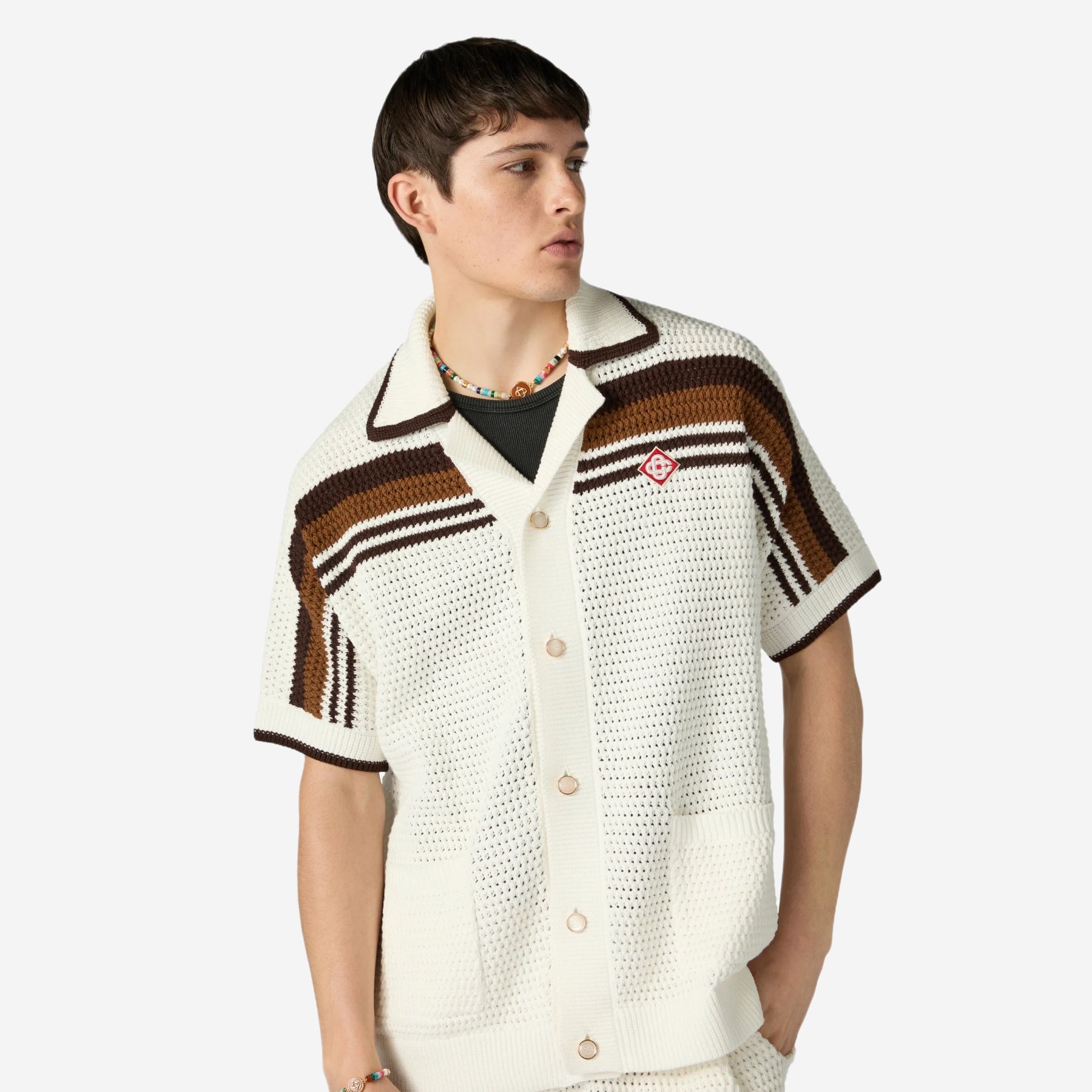 Casablanca Tennis Stripe Crochet Shirt