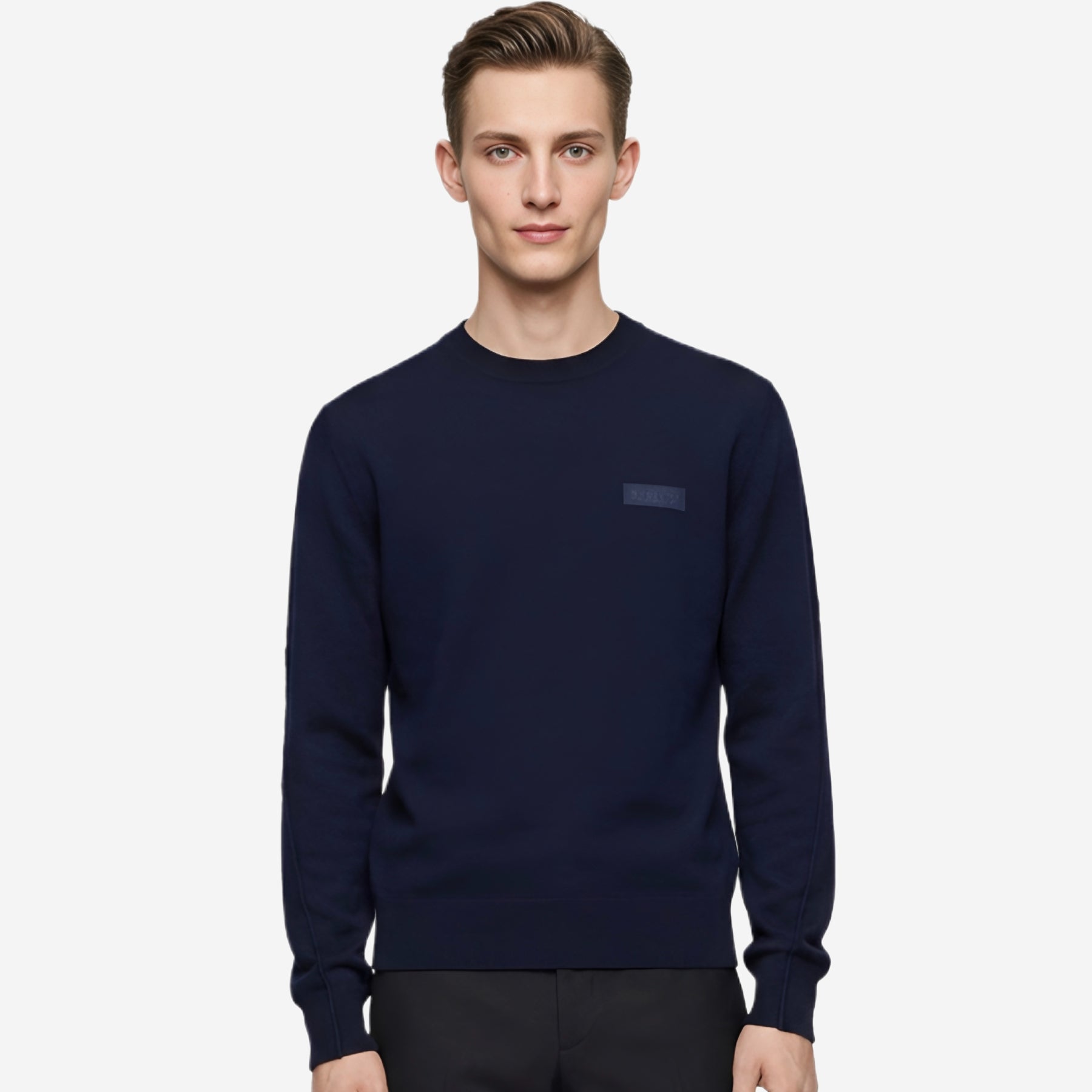 Givenchy Night Blue Merino Wool Crewneck Knitwear